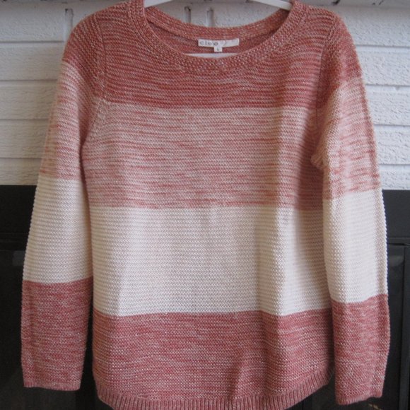 cleo Sweaters - Cute with pink & cream stripes & metallic threads.